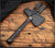 RMJ Tactical Jenny Wren Spike tomahawk - shown in sheath obverse.  Tungsten Cerakote 80CRV2 steel plain edge head.  Black G-10 handle.  Model T-JWS-TU-BK.