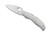 Spyderco Kopa Sprint Run folding knife with thumb hole - shown open obverse.  Satin VG-10 stainless steel plain edge blade. Stainless steel handle.  Model C92P.