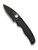 Spyderco Shaman folding knife with thumb hole - shown open presentation side.  Black S30V stainless steel plain edge blade.  Black G-10 handle.  Model C229GPBK.
