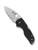 Spyderco Lil' Native Back Lock folding knife with thumb hole - shown open presentation side.  Satin S30V stainless steel serrated edge blade.  Black G-10 handle.  Model C230MBGS.