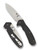 Spyderco Amalgam folding knife with thumb hole and flipper tab - shown open presentation side and closed pocket clip side.  Satin S30V stainless steel plain edge blade.  Black carbon fiber and G-10 laminate handle.  Model C234CFP.