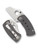 Spyderco McBee folding knife with thumb hole - shown open presentation side and closed pocket clip side.  Satin CTS-XHP stainless steel plain edge blade.  Titanium handle.  Model C236TIP.