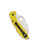 Spyderco Tasman Salt 2 folding knife with thumb hole - shown closed pocket clip side.  Satin H-2 stainless steel serrated edge blade.  Yellow FRN handle.  Model C106SYL2.