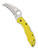 Spyderco Tasman Salt 2 folding knife with thumb hole - shown open presentation side.  Satin H-2 stainless steel serrated edge blade.  Yellow FRN handle.  Model C106SYL2.