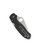 Spyderco Para 3 folding knife with thumb hole - shown closed pocket clip side.  Satin CTS-BD1N stainless steel plain edge blade.  Black FRN handle.  Model C223PBK.