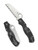 Spyderco Rescue 3 folding knife with thumb hole - shown open presentation side and closed pocket clip side.  Satin VG-10 stainless steel, flat ground, serrated edge blade. Black FRN handle.  Model C14SBK3.