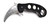 Emerson Knives Karambit-F SF folding knife with blade hole, flipper tab, and Emerson Wave opener - shown open presentation side.  Satin 154CM stainless steel plain edge blade.  Black G-10 handle.  Model KAR-F-SF.