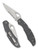 Byrd Knives Cara Cara 2 folding knife with thumb slot - shown both open presentation side and closed pocket clip side.  Satin 8Cr13MoV stainless steel combo edge blade.  Gray FRN handle.  Model BY03PSGY2.