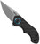 Zero Tolerance 0022 folding knife with flipper tab - shown open logo side,.  20CV stainless steel plain edge blade.  Black carbon fiber handle.  Model 0022.