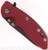 Rick Hinderer Knives XM-18 3.5" Sheepsfoot folding knife with thumb stud and flipper tab - shown closed presentation side.  Battle Black 20CV stainless steel plain edge blade.  Red G-10 handle with Battle Black lock side.  Model K2522SGDBK.
