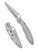 Spyderco Police folding knife with thumb hole - shown both open presentation side and closed pocket clip side.  Satin VG-10 stainless steel combo edge blade.  Stainless steel handle.  Model C07PS.