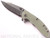 Rick Hinderer Knives XM-18 3.5" Harpoon Spanto folding knife with thumb stud and flipper tab - shown open presentation side.  Stonewash S35VN stainless steel plain edge blade.  Translucent Green G-10 handle with stonewash lock side.  Model K2552SGS00.