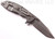 Rick Hinderer Knives XM-18 3.5" Harpoon Spanto folding knife with thumb stud and flipper tab - shown open lock side.  Stonewash S35VN stainless steel plain edge blade.  Translucent Green G-10 handle with stonewash lock side.  Model K2552SGS00.