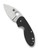 Spyderco Insistent folding knife with thumb hole - shown open presentation side.  Satin 8Cr13MoV stainless steel plain edge blade.  Black G-10 handle.  Model C246GP.