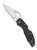 Byrd Knives Meadowlark 2 folding knife with thumb slot - shown open presentation side.  Satin 8Cr13MoV stainless steel plain edge blade.  Black FRN handle.  Model BY04PBK2.