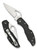 Byrd Knives Meadowlark 2 folding knife with thumb slot - shown both open presentation side and closed pocket clip side.  Satin 8Cr13MoV stainless steel plain edge blade.  Black FRN handle.  Model BY04PBK2.
