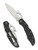 Byrd Knives Cara Cara 2 Emerson folding knife with thumb slot and Emerson Wave opener - shown both open presentation side and closed pocket clip side.  Satin 8Cr13MoV stainless steel plain edge blade.  Black FRN handle.  Model BY03PBK2W.