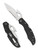 Byrd Knives Cara Cara 2 Emerson folding knife with thumb slot and Emerson Wave opener - shown both open presentation side and closed pocket clip side.  Satin 8Cr13MoV stainless steel combo edge blade.  Black FRN handle.  Model BY03PSBK2W.