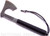 RMJ Tactical Custom Raven tomahawk - shown out of sheath obverse.  80CRV2 steel plain edge head.  Black cord-wrapped handle.
For reference only.