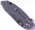 Rick Hinderer Knives Skinny XM-18 3.0" Sheepsfoot folding knife with thumb stud and flipper tab - shown closed pocket clip side.  Stonewash 20CV stainless steel plain edge blade.  Grey G-10 handle with stonewash lock.  Model K1101SSGS00.