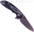 Rick Hinderer Knives Skinny XM-18 3.0" Sheepsfoot folding knife with thumb stud and flipper tab - shown open pocket clip side.  Stonewash 20CV stainless steel plain edge blade.  Black G-10 handle with stonewash lock.  Model K1101SSGS00.