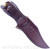 Rick Hinderer Knives The Ranch Bowie fixed blade knife - brown leather sheath only shown obverse.  Stonewash 3V steel plain edge blade.  Burgundy Micarta handle.  Model K605RS000. 