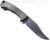 Rick Hinderer Knives The Ranch Bowie fixed blade knife - shown out of sheath obverse.  Stonewash 3V steel plain edge blade.  OD green Micarta handle.  Model K605RS000. 