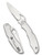 Byrd Knives Cara Cara 2 folding knife with thumb slot - shown both open presentation side and closed pocket clip side.  Satin 8Cr13MoV stainless steel combo edge blade.  Stainless steel handle.  Model BY03PS2.