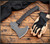RMJ Tactical Weeserker Camp Axe - shown out of sheath reverse.  Cobalt Cerakote 80CRV2 steel plain edge head.  Black G-10 handle.