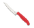 Spyderco Culinary Z-Cut kitchen knife - obverse shown.  Satin CTS-BD1N stainless steel serrated edge blade.  Red polypropylene handle.  Model K14SRD.
For reference only.