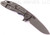 Rick Hinderer Knives XM-18 3.5" Slicer folding knife with thumb stud and flipper tab - shown open lock side.  Working Finish 20CV stainless steel plain edge blade.  Blue G-10 handle with Working Finish titanium lock side.  Model K2012SGW00.