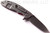 Rick Hinderer Knives XM-18 3.5" Slicer folding knife with thumb stud and flipper tab - shown open lock side.  Stonewash 20CV stainless steel plain edge blade.  Red G-10 handle with stonewash titanium lock side.  Model K2012SGS00.