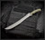 RMJ Tactical Drake fixed blade knife - shown out of sheath reverse.  Tungsten Cerakote CPM-3V steel plain edge blade.  Dirty Olive G-10 handle.