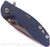 Rick Hinderer Knives XM-18 3.5" Spanto folding knife with thumb stud and flipper tab - shown closed presentation side.  Stonewash 20CV stainless steel plain edge blade.  Blue - black G-10 handle with stonewash lock side.  Model K2002SGS00.
