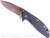Rick Hinderer Knives XM-18 3.5" Spanto folding knife with thumb stud and flipper tab - shown open presentation side.  Stonewash 20CV stainless steel plain edge blade.  Blue - black G-10 handle with stonewash blue lock side.  Model K2002SGSBL.