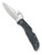 Spyderco Endela folding knife with thumb hole and Emerson Wave opener - shown open presentation side.  Satin VG-10 stainless steel plain edge blade.  Gray FRN handle.  Model C243PGYW.