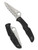 Spyderco Pacific Salt 2 folding knife with thumb hole - shown open presentation side and closed pocket clip side.  Satin H-2 stainless steel serrated edge blade.  Black FRN handle.  Model C91SBK2.