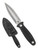 Spyderco Nightstick fixed blade knife - shown out of sheath reverse and in sheath reverse.  Satin S30V stainless steel plain edge blade.  Black G-10 handle.  Model FB47GP.