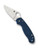 Spyderco Para 3 folding knife with thumb hole - shown open presentation side.  Satin SPY27 stainless steel plain edge blade.  Blue FRN handle.  Model C223PCBL.