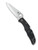 Spyderco Endura 4 folding knife with thumb hole - shown open presentation side.  Satin VG-10 stainless steel, saber ground, plain edge blade.  Black FRN handle.  Model C10PBK.