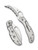 Spyderco Harpy folding knife with thumb hole - shown both open presentation side and closed pocket clip side.  Satin VG-10 stainless steel serrated edge blade.  Stainless steel handle.  Model C08S.