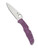 Spyderco Endura 4 folding knife with thumb hole - shown open presentation side.  Satin VG-10 stainless steel plain edge blade.  Purple FRN handle.  Model C10FPPR.