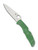 Spyderco Endura 4 folding knife with thumb hole - shown open presentation side.  Satin VG-10 stainless steel plain edge blade.  Green FRN handle.  Model C10FPGR.