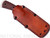 RMJ Tactical Custom Sale Creek fixed blade knife - shown in sheath obverse.  80CRV2 steel plain edge blade.  Triskelle pattern Micarta handle.
For reference only.