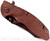 Rick Hinderer Knives Vintage Series XM-18 3.5" Skinner folding knife with thumb stud and flipper tab - shown closed presentation side.  Black O-1 steel plain edge blade.  Textured Walnut handle with Battle Green titanium lock side.  Model K2042S0VT00.
For reference only.