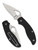 Byrd Knives Tern Slipit folding knife with thumb slot - shown both open presentation side and closed pocket clip side.  Satin 8Cr13MoV stainless steel plain edge blade.  Black G-10 handle.  Model BY23GP.