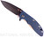 Rick Hinderer Knives XM-18 3.5" Spanto folding knife with thumb stud and flipper tab - shown open presentation side.  Battle Black 20CV stainless steel plain edge blade.  Blue - Black G-10 handle with Battle Black lock side.  Model K2002SGDSW.