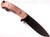 Rick Hinderer Knives The Ranch Drop Point fixed blade knife - shown out of sheath obverse.  Battle Black 3V steel plain edge blade.  Red Micarta handle.  Model K605R35MDB. 