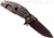 Rick Hinderer Knives Jurassic Slicer folding knife with thumb stud and flipper tab - shown open lock side.  Battle Black 20CV stainless steel plain edge blade.  Blue - black G-10 handle with Battle Black titanium lock side.  Model K201JSGDBK.
For reference only.
