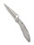 Spyderco Police folding knife with thumb hole - shown open presentation side.  Satin VG-10 stainless steel plain edge blade.  Stainless steel handle.  Model C07P.